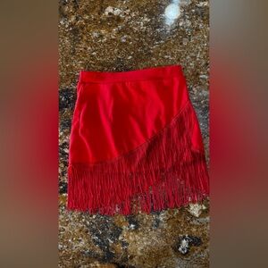Red Fringe ballroom child large Skirt